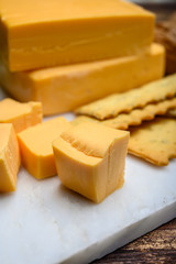 British yellow Chester creme cheese made from cow milk