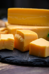 British yellow Chester creme cheese made from cow milk