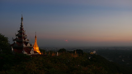 sunset on Mandalay Hill, Mandalay, Myanmar, Asia	