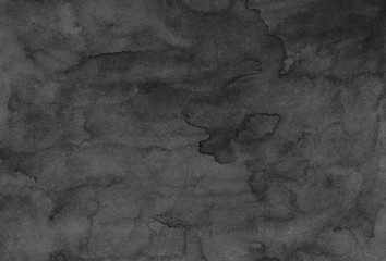 Naklejka premium Watercolor black and gray background texture hand painted. Aquarelle abstract old monochrome overlay. Ink stains on paper.