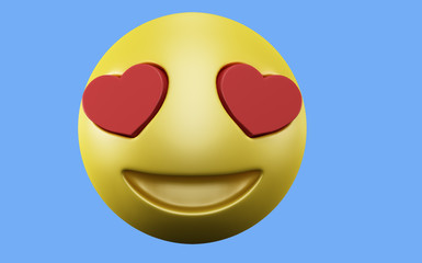 Emoji Love heart lovers day 3d render