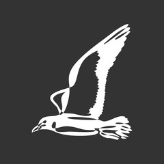 One line gull or seagull flies design silhouette.Hand drawn minimalism style vector illustration