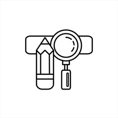 education logo with a pencil and a magnifying glass 