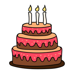 Birthday cake with candles vector graphics design. Perfect for celebration, events, party, occasions and functions.