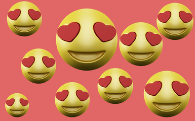 Emoji Love heart lovers day 3d render