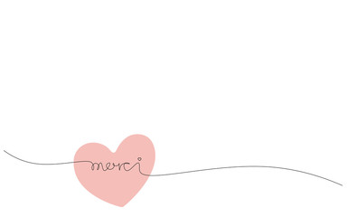 Merci text word hand drawing for card or print vector illustration