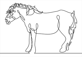 Continuous one line drawing. Horse logo.