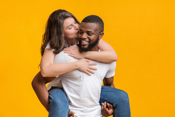 Interracial Couple In Love Having Romantic Moments Together