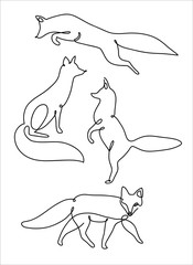 Fox drawn with a thin line.