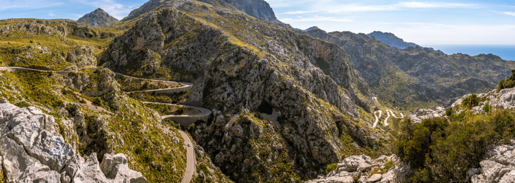 Mirador Coll dels Reis - mountain pass located on the northwest coast of the Spanish Balearic island of Majorca. Spain