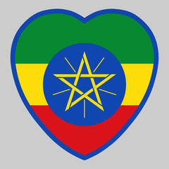 Ethiopia Flag In Heart Shape Vector