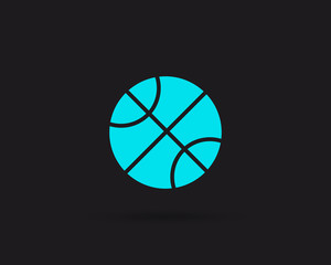 Basketball icon, basketball ball vector web icon isolated on black background, top view