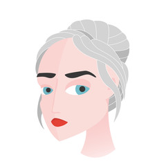 Head of a woman with grey hair. Vector Illustration.