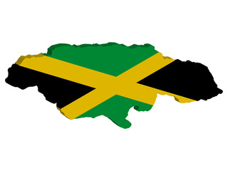 Jamaica Map flag Vector 3D