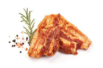 Marinated pork steak ready for cooking, Meat for BBQ, isolated on white background