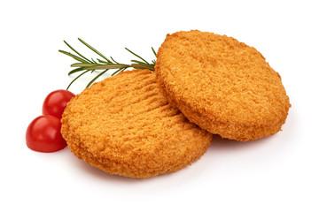 Chicken cordon bleu with cheese in breadcrumbs, swiss food, isolated on white background