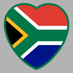 South Africa Flag In Heart Shape Vector