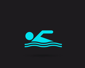 Swimming web icon vector isolated on balck background, EPS 10, top view	