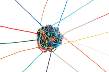 clew of multi-colored wires