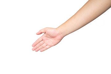 Asian men hands that prepare for shake hand or greeting isolated