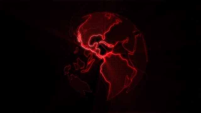 Stunning red glowing earth animation. Red planat as symbol for destruction, heat, fire, apocalypse. Burning nature concept.