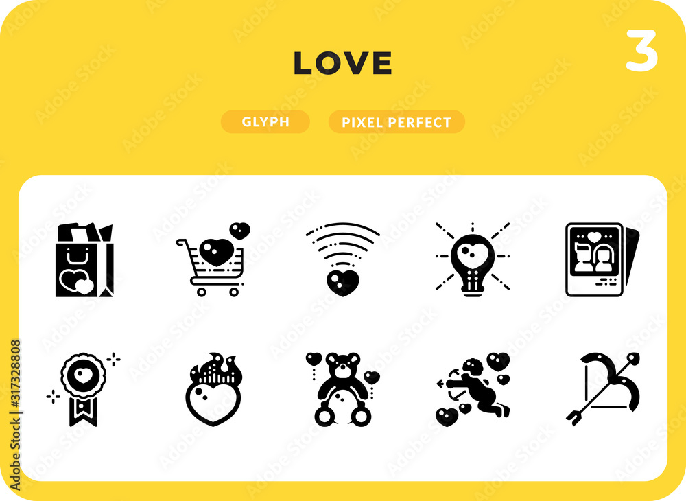 Aufkleber love flat icons pack for ui. pixel perfect thin line vector icon set for web design and website appl