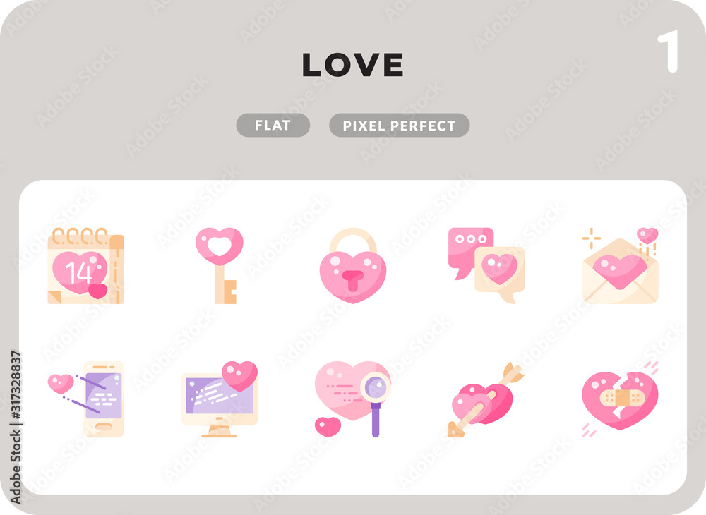 Poster love glyph icons pack for ui. pixel perfect thin line vector icon set for web design and website app