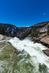 Yosemite Valley National Park waterfalls are huge especially during the spring and early summer time when snow from the mountains is melting. The best time for visitation the USA California