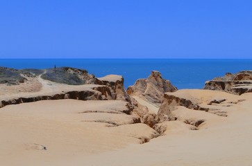 Cliffs in Beberibe, Ceara, Brazil, sands of Morro Branco beach.