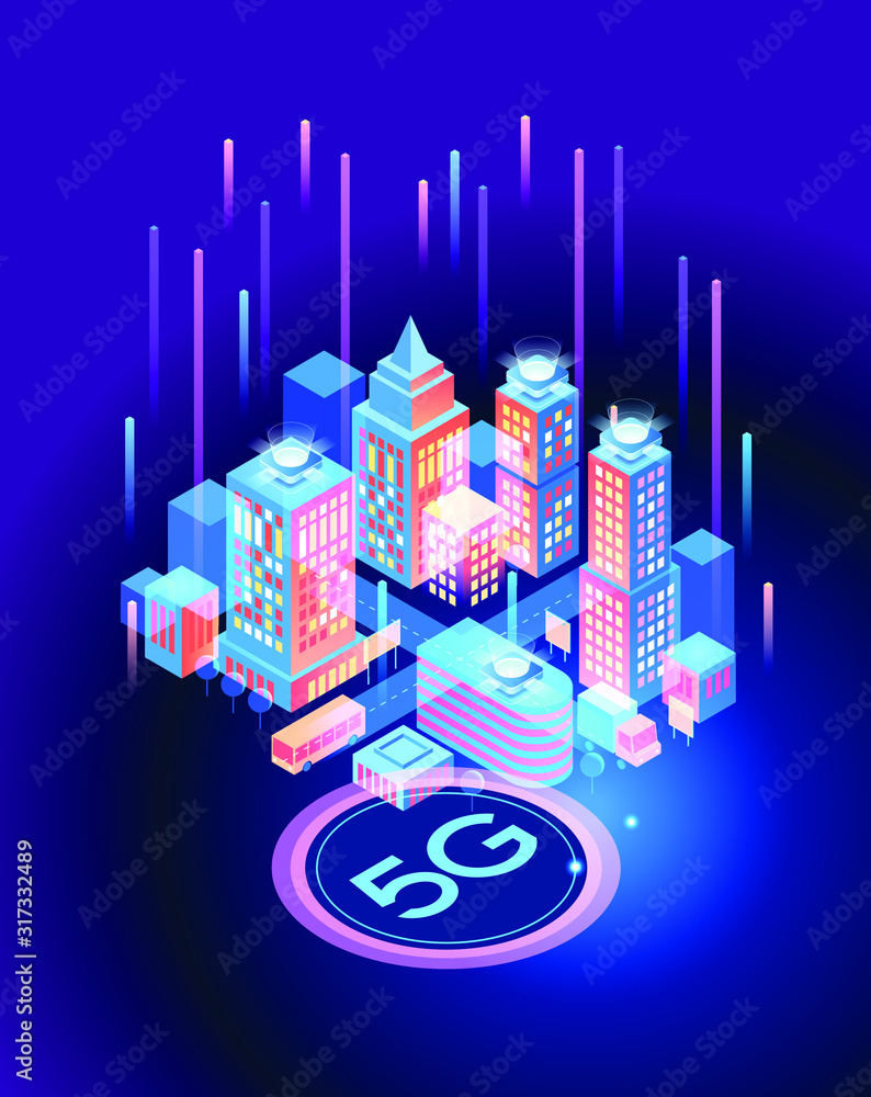 Aufkleber 5g network wireless technology vector concept. high-speed mobile internet. using modern digital devi