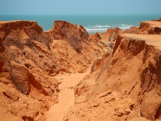 Cliffs in Beberibe, Ceara, Brazil, sands of Morro Branco beach.