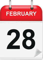Daily calendar sheet in 3d, February day 28 - 317333462