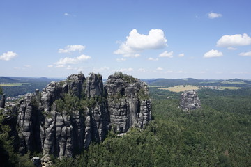 Fototapeta na wymiar View from Schrammstein viewpoint in Saxon Switzerland