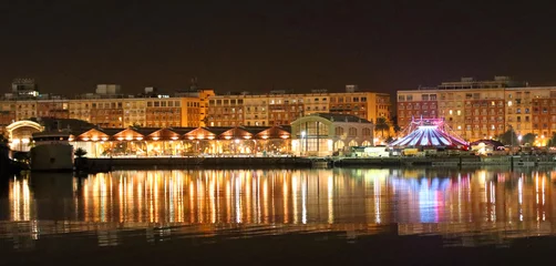 Foto op Plexiglas Valencia harbour view at night with circus tent © Manuel