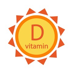 Vitamin D, colored sun icon isolated on white background, Vector illustration