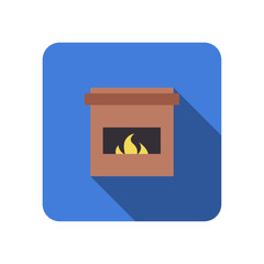 fireplace flat icon winth long shadow vector