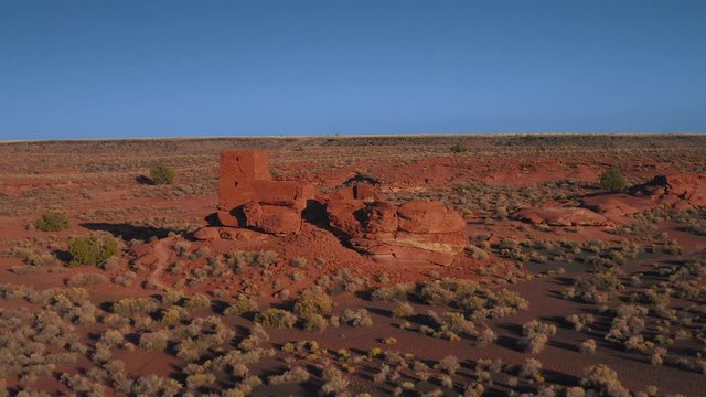 drone aerial view of wupatki national monument, outside of Flagstaff Arizona