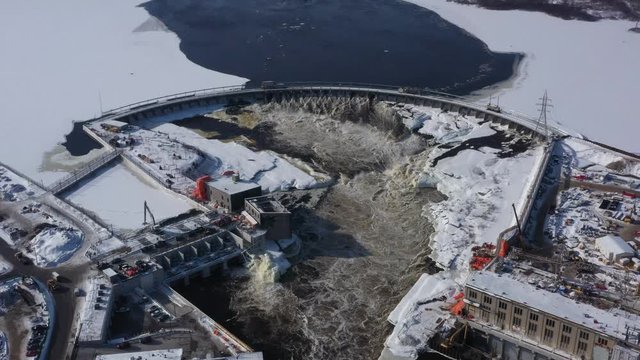 Aerial view of Hydro Electric dam in Canada - Clean energy renewable resources