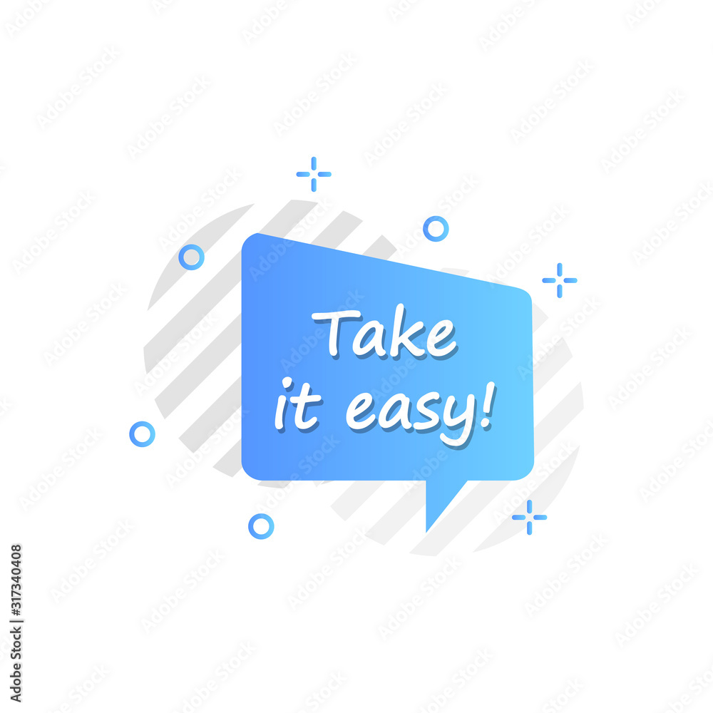 Poster bubble in blue, take it easy icon. simple colored outline vector of motivation icons for ui and ux, 