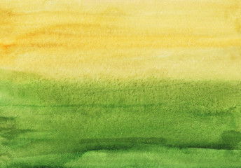 Watercolor green and yellow background painting. Abstract watercolour texture. 