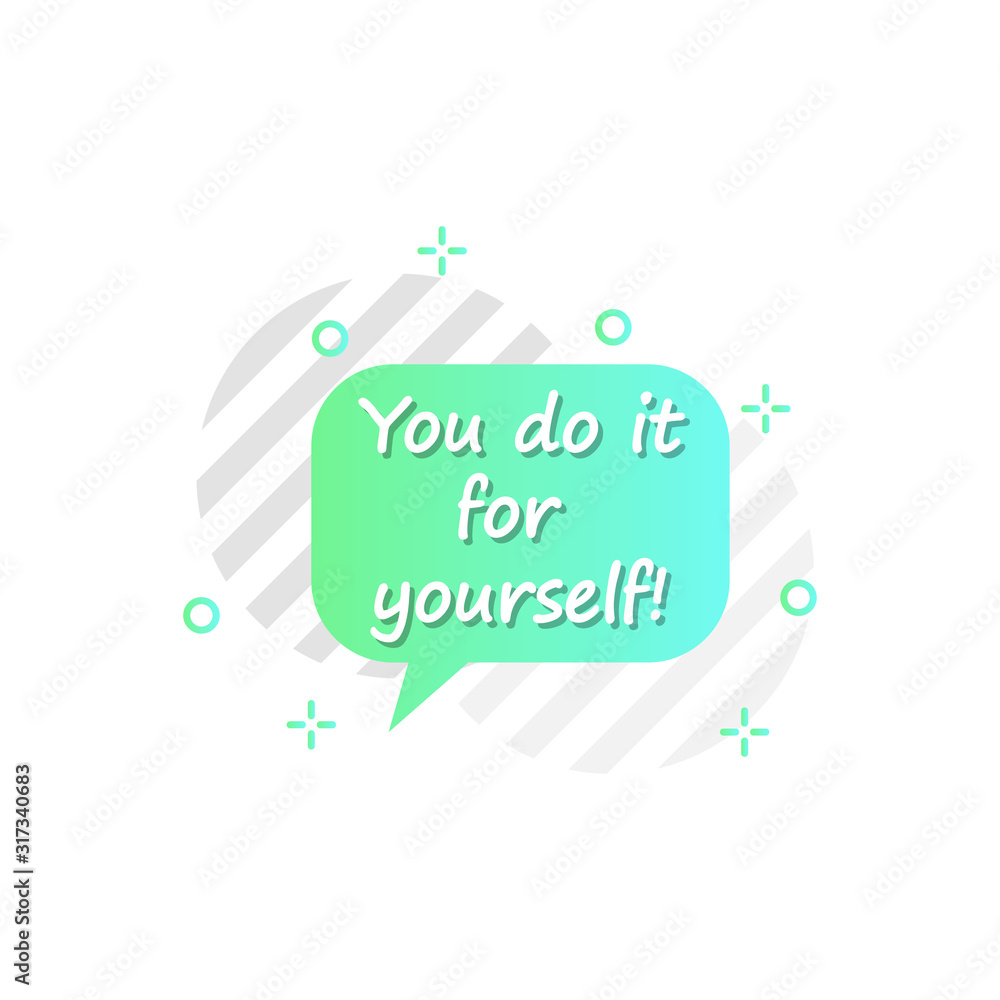 Poster bubble in turquoise, you do it yourself icon. simple colored outline vector of motivation icons for 