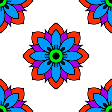  Mandala seamless pattern black and white. Islam, Arabic, Pakistan, Moroccan, Turkish, Indian, Spain motifs. Vector illustration EPS 10 © YURII