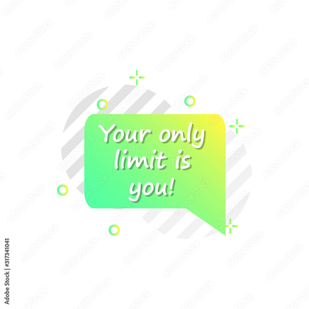 Aufkleber bubble in green, yellow, your only limit is you icon. simple colored outline vector of motivation ic