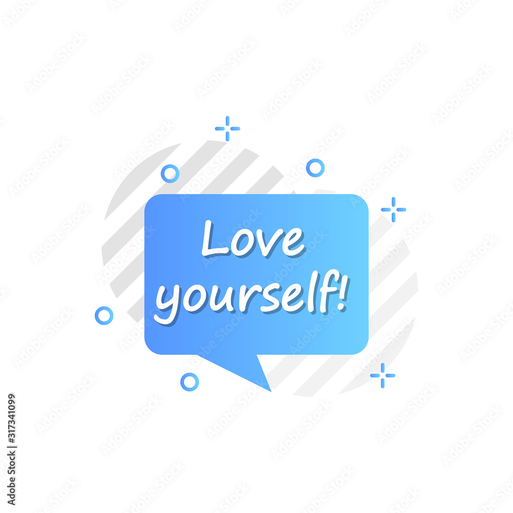 Aufkleber bubble in blue, love yourself icon. simple colored outline vector of motivation icons for ui and ux,