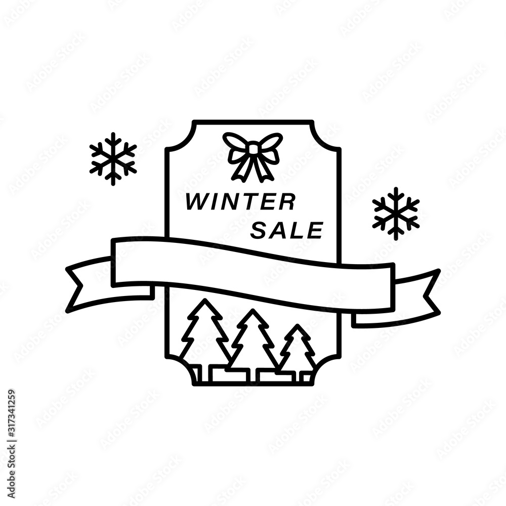 Poster snowflake pine tree icon. simple line, outline vector elements of winter sale icons for ui and ux, w
