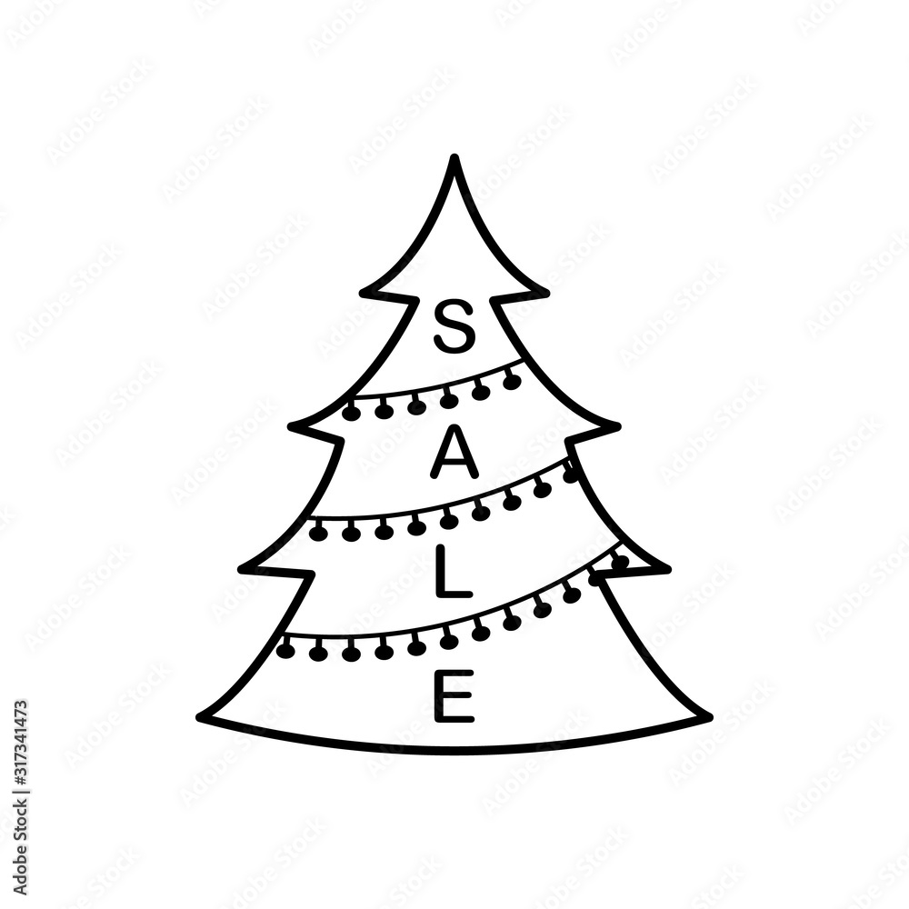 Poster pine tree icon. simple line, outline vector elements of winter sale icons for ui and ux, website or 