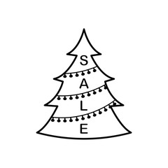 Fototapeta premium Pine tree icon. Simple line, outline vector elements of winter sale icons for ui and ux, website or mobile application