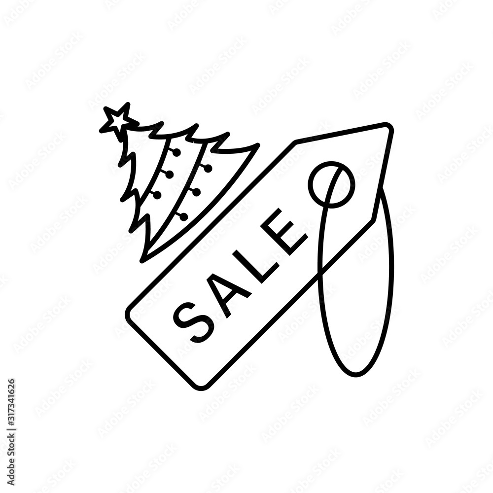Poster tag pine tree icon. simple line, outline vector elements of winter sale icons for ui and ux, website