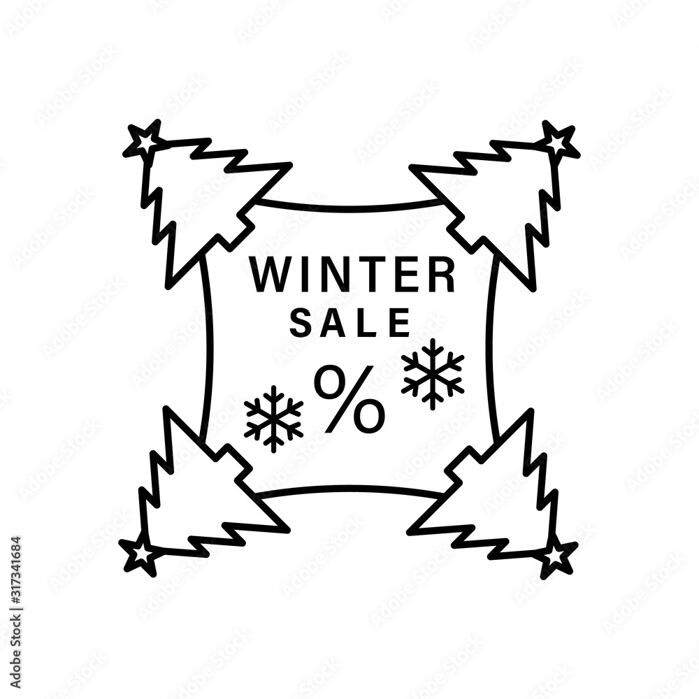 Poster snowflake pine tree icon. simple line, outline vector elements of winter sale icons for ui and ux, w