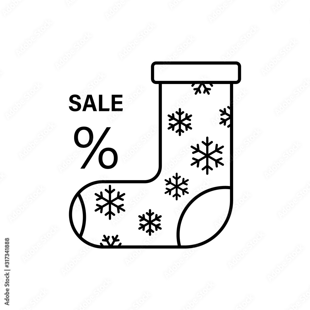 Poster snowflake sock icon. simple line, outline vector elements of winter sale icons for ui and ux, websit